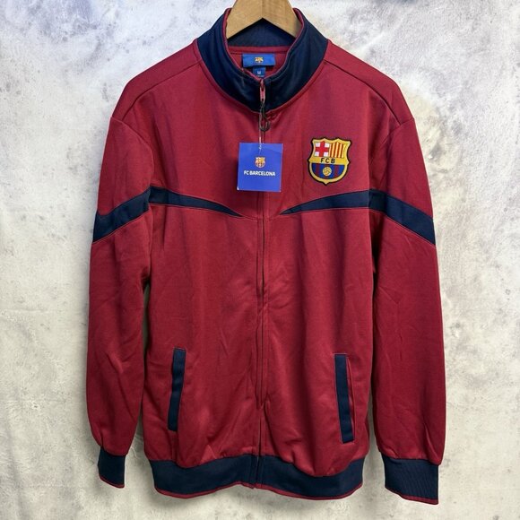 FC Barcelona Track Jacket Mens Medium Soccer Full Zip 21.5x27.5 NEW NWT - Picture 1 of 11